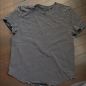Lululemon Black and White Striped Short Sleeve Love Tee